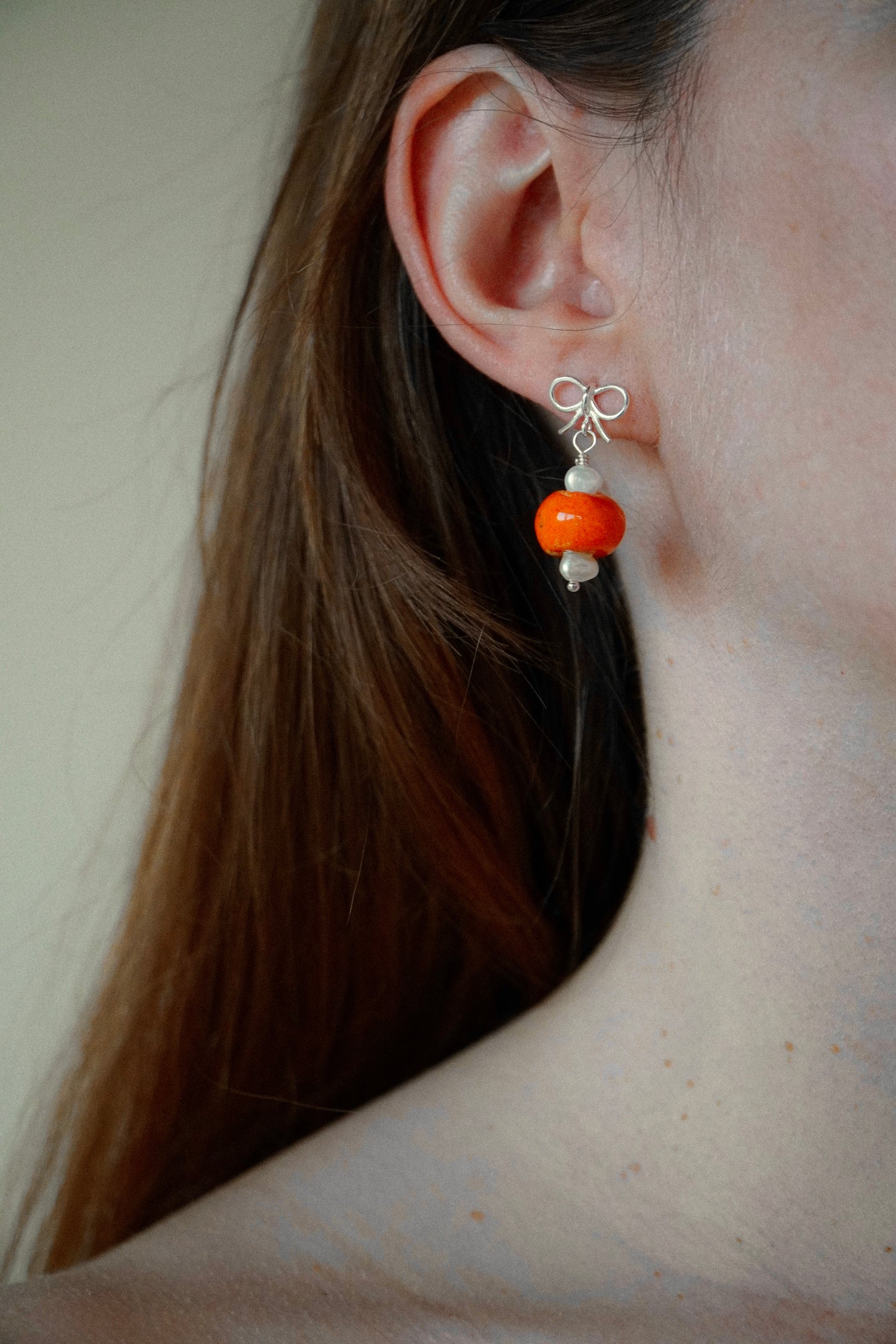 Orange Pearl Earrings