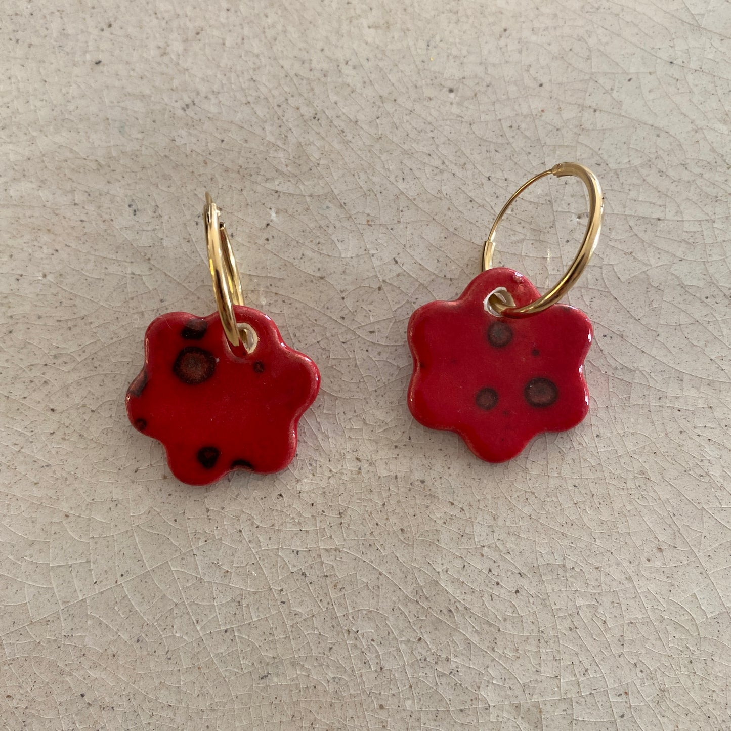 Red Flower Earrings