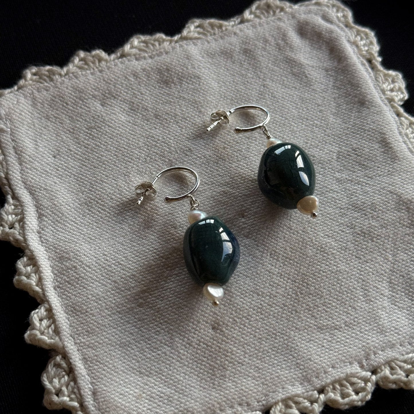 Green Pearl Earrings