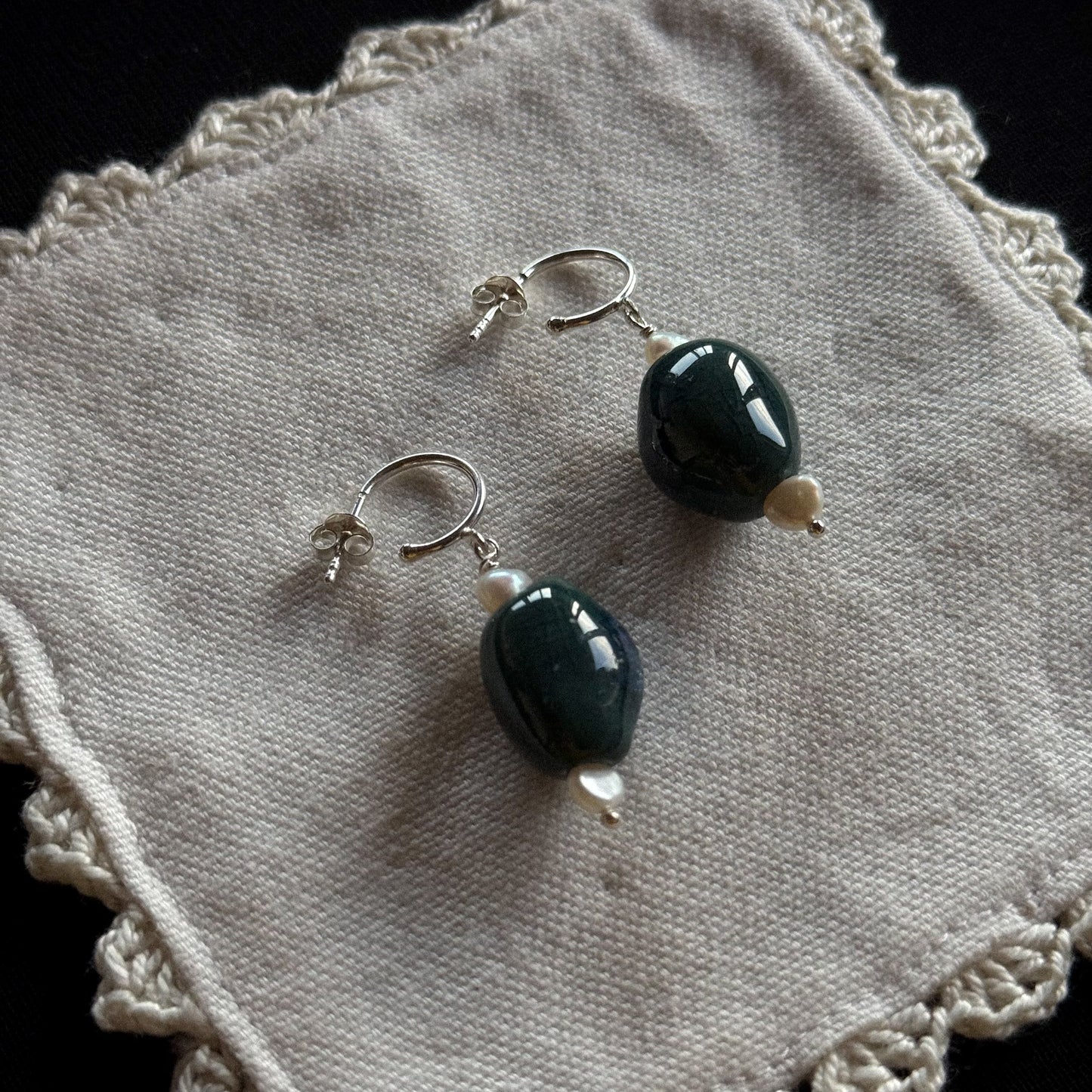 Green Pearl Earrings