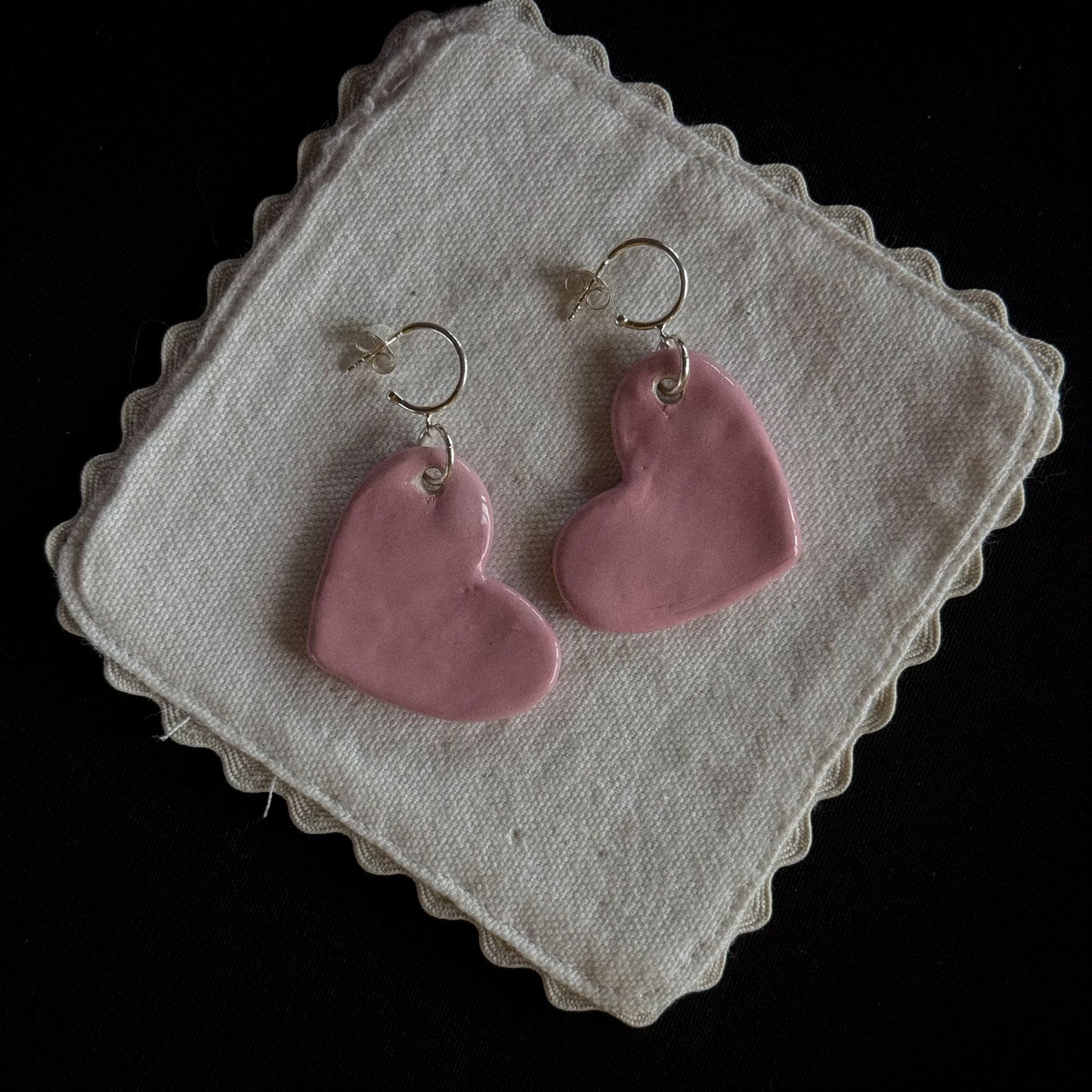 Big Pink Heart Earrings